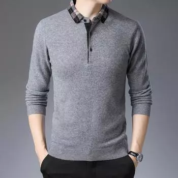 Зимняя новая мужская футболка для отдыха среднего возраста с плюшевыми лацканами, нижнее белье, блузка, мужской свитер M