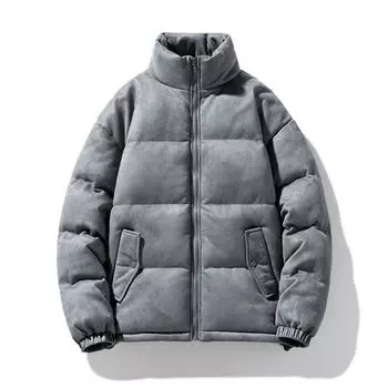 Зимняя новая мужская куртка на хлопковой подкладке, модная замшевая куртка высокого качества с воротником-стойкой на хлопковой подкладке M белый
