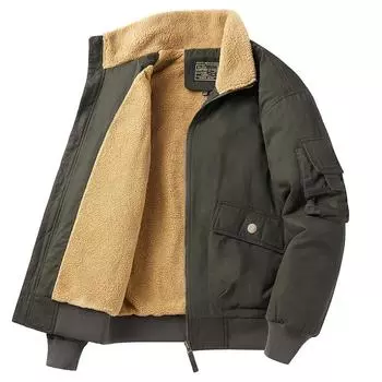 Зимняя новая мужская куртка-пилот с хлопковой подкладкой, большого размера, с воротником из овечьей шерсти, с подкладкой из хлопка, мужское пальто M