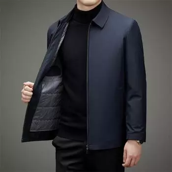 Зимняя новая мужская куртка, повседневная, с отворотами, на молнии, куртка, съемная подкладка, мужская хлопковая одежда 170 чёрный