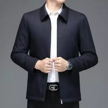 Зимняя новая мужская куртка-пуховик для людей среднего и пожилого возраста, мужская одежда со съемным пуховым вкладышем, утолщенное мужское пальто с хлопковой подкладкой 170 темно-синий