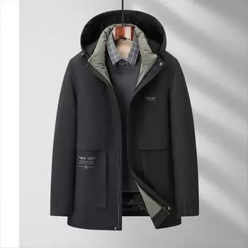 Зимняя новая мужская куртка-пуховик с капюшоном, средняя и длинная, теплая мужская куртка-пуховик L