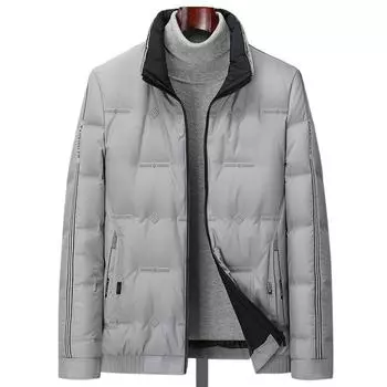 Зимняя новая мужская куртка-пуховик среднего возраста с воротником-стойкой, утолщенная M