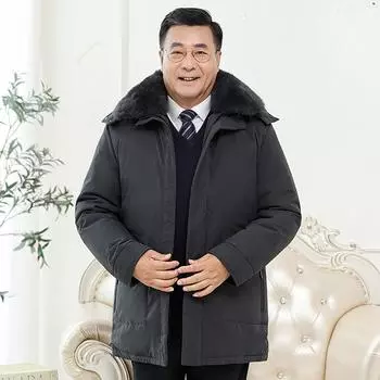 Зимняя новая мужская куртка-пуховик средней и длинной длины с капюшоном для мужчин M чёрный