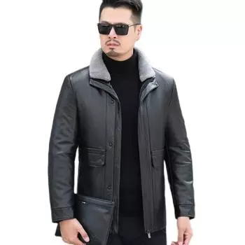 Зимняя новая мужская куртка-пуховик Take-off Liner из кожи, мужская куртка средней и длинной длины из утолщенной кожи, мужская куртка M