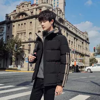 Зимняя новая мужская куртка с хлопковой подкладкой, пуховик, утолщенная корейская версия трендовой куртки с хлопковой подкладкой, костюм с капюшоном, пальто для мужчин M