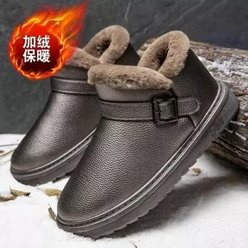Зимняя новая мужская обувь из хлопка для севера 2025 года, теплые бархатные зимние ботинки, мужская повседневная обувь из хлопка для холодной погоды в снежные дни 39 коричневый