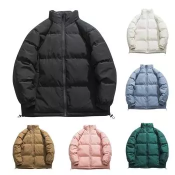 Зимняя новая мужская однотонная утолщенная хлопковая рубашка со свободным воротником-стойкой XXL бежевый