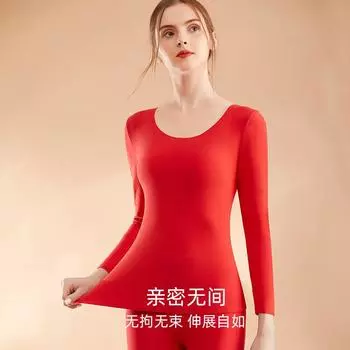 зимняя новая немецкая бархатная рубашка-подштанник, комплект термобелья, женская бархатная утолщенная рубашка с круглым вырезом, повседневная рубашка-подштанник L (recommended 80-50kg)