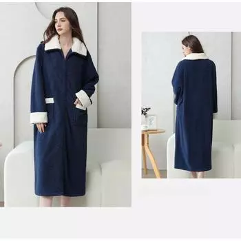 Зимняя новая облачная бархатная домашняя одежда для пар на молнии ленивая домашняя одежда ТВ-одеяло пижама полиэстеровая пижама одежда для улицы M темно-синий