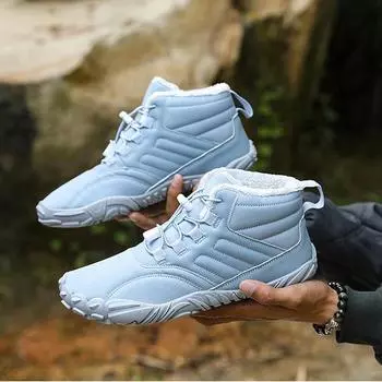 Зимняя новая обувь для мужчин и женщин, уличные теплые плюшевые кожаные ботинки из ткани Оксфорд, повседневная обувь, походные ботинки большого размера 36 чёрный