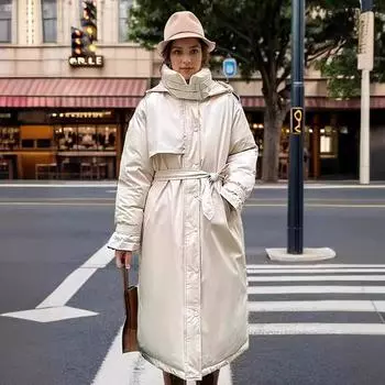 Зимняя новая одежда на хлопковой подкладке, модная длинная утолщенная одежда на хлопковой подкладке, женская одежда, пальто, тренчкот M темно-коричневого