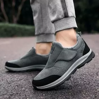 Зимняя новая пара обуви модная обувь с низким верхом из хлопка женская обувь повседневная бархатная хлопковая обувь теплая мужская обувь обувь для отдыха 35 серый