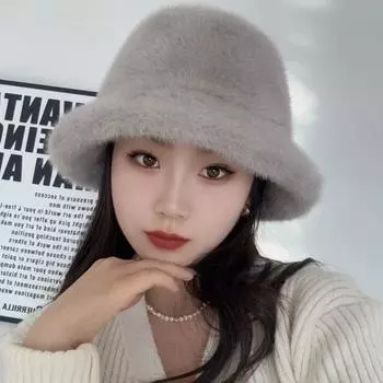 Зимняя новая плюшевая панама, модная теплая защитная шапка для ушей, модная шапка для тазика, большая окружность головы, можно носить, женская шапка темно-серого