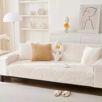 Зимняя новая плюшевая подушка для дивана с кроликом, теплый чехол для дивана с листьями, Нескользящий чехол на подлокотник, утолщенная подушка на спинку полотенца 70x70cm