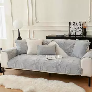 Зимняя новая плюшевая подушка с вышивкой, диванная подушка, современная утолщенная нескользящая теплая диванная подушка, простая спинка, поручень, полотенце 70x70cm 1pcs