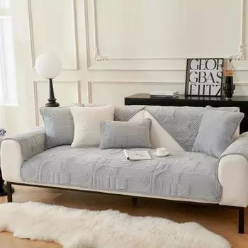 Зимняя новая плюшевая подушка с вышивкой, диванная подушка, современная утолщенная нескользящая теплая диванная подушка, простая спинка, поручень, полотенце 70x70