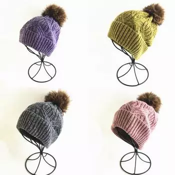 Зимняя новая плюшевая шерстяная шапка для детей, утолщенная, симпатичная, шерстяная, жареная, скрученная, вязаная шапка, теплая, модная, для улицы One size for adults красный