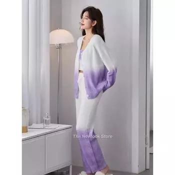 Зимняя новая полубоковая бархатная пижама из трех частей с подтяжками, утолщенная домашняя пижама для женщин One Size розовый