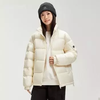 Зимняя новая поставка тонкая куртка-пуховик для женщин короткий стиль воротник стойка универсальное пальто S бежевый