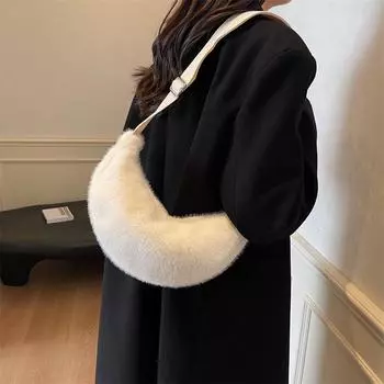 Зимняя новая повседневная модная сумка через плечо подмышку простая модная сумка женская 2024 модная сумка-мессенджер большой вместимости 31*10*13 чёрный