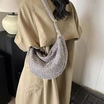 Зимняя новая повседневная модная сумка через плечо подмышку простая модная сумка женская 2024 модная сумка-мессенджер большой вместимости 40*11*23 чёрный