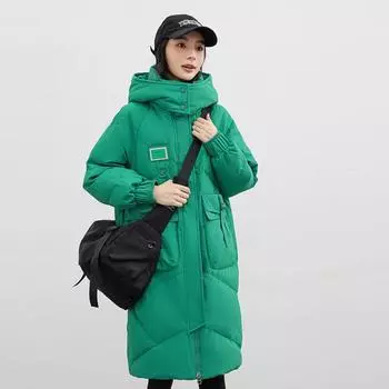 Зимняя новая съемная шапка на хлопковой подкладке для женщин, средние и длинные выше колена, утолщенные пуховые на хлопковой подкладке для женских пальто M белый