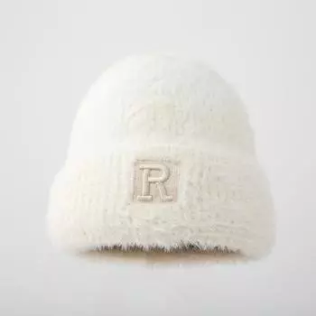 Зимняя новая шапка женская большая окружность головы шерстяная шапка с буквами имитация норки теплая вязаная шапка прилив average size