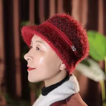 Зимняя новая шапка женская флисовая теплая шерстяная вязаная шапка шапка для старушки One Size