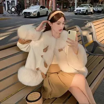 Зимняя новая шуба из лисьего меха для женщин, накидка с пуховой подкладкой, высококачественное женское повседневное пальто из меха лисицы S хаки