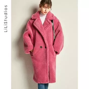 Зимняя новая шуба из овечьей шерсти 2024 года, женская шуба из австралийского ягненка средней и длинной зернистой овчины XS