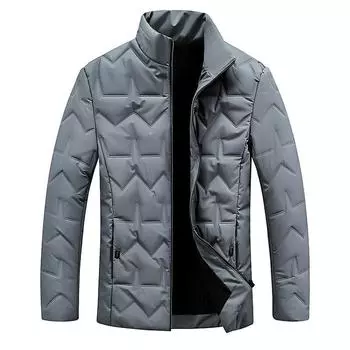 Зимняя новая стильная куртка большого размера из хлопка с воротником-стойкой для молодых мужчин, свободное повседневное однотонное хлопковое пальто M