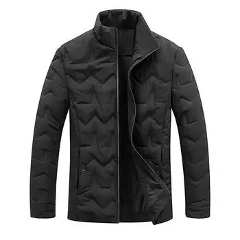 Зимняя новая стильная куртка большого размера из хлопка с воротником-стойкой для молодых мужчин, свободное повседневное однотонное хлопковое пальто M