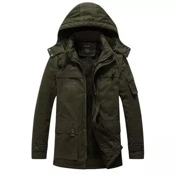 Зимняя новая стираная куртка из хлопка, утепленная, с начесом, теплая и морозостойкая, мужская, средней и длинной длины, с капюшоном, с хлопковой подкладкой, мужская L