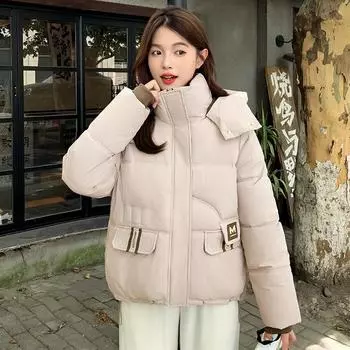 Зимняя новая студенческая куртка с капюшоном в иностранном стиле, женская пуховая хлопковая теплая куртка в иностранном стиле, маленькая стеганая куртка M белый
