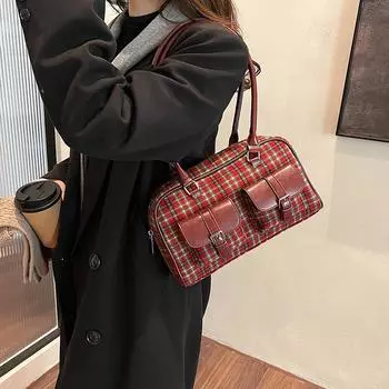 Зимняя новая сумка 2024 года, высококачественный нишевый дизайн, шерстяная сумка через плечо, модная персонализированная простая женская сумка 29*9*17