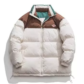 Зимняя новая свободная американская винтажная куртка с воротником-стойкой и хлопковой подкладкой, мужское цветное пальто в стиле пэчворк M