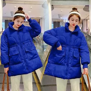 Зимняя новая свободная куртка с хлопковой подкладкой fat MM для женщин, средняя и длинная, утолщенная пуховая куртка с хлопковой подкладкой, большой размер, свободная куртка с хлопковой подкладкой S красный