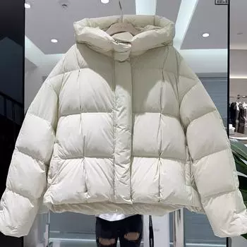 Зимняя новая свободная утолщенная 90% белая утиная пуховая короткая куртка женская маленькая теплая куртка прилив S recommends within 60 kg чёрный