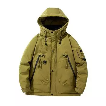 Зимняя новая тенденция пуховик с капюшоном мужское обычное зимнее пальто M чёрный