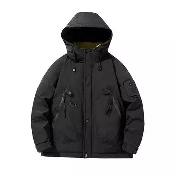 Зимняя новая тенденция пуховик с капюшоном мужское обычное зимнее пальто M зелёный