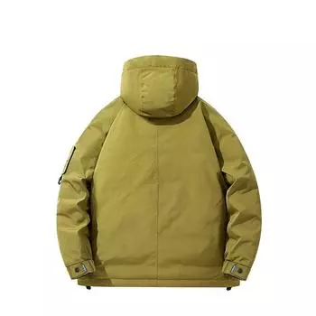 Зимняя новая тенденция пуховик с капюшоном мужское обычное зимнее пальто M зелёный