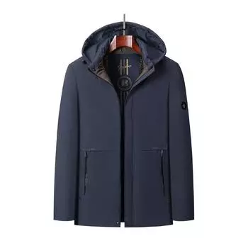 Зимняя Новая Теплая Для Среднего и Пожилого Возраста Папа Хлопковая Мужская Повседневная Куртка Съемный Капюшон XL