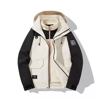 Зимняя новая теплая двухслойная куртка Hardshell для мужчин и женщин, можно снять шапку, водонепроницаемая ветрозащитная куртка XS белый