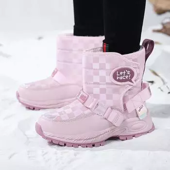 Зимняя новая теплая повседневная обувь из толстого хлопка для мальчиков и девочек 30 розовый