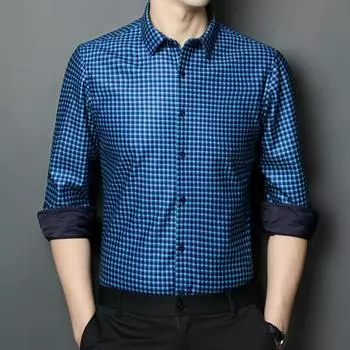 Зимняя новая теплая рубашка с длинным рукавом, утолщенная мужская клетчатая рубашка, мужская деловая повседневная M