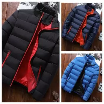 Зимняя новая толстая мужская теплая парка, повседневная мужская верхняя одежда, пальто, однотонная мужская ветровка с воротником-стойкой, хлопковая подбитая куртка-пуховик M