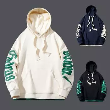 Зимняя новая толстовка с капюшоном, мужской комплект, свободная флисовая утепленная молодая повседневная рубашка с длинными рукавами M белый