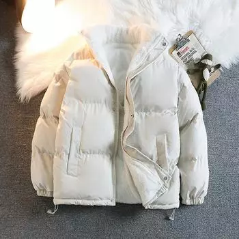 Зимняя новая утепленная куртка с утолщенными лацканами, мужская и женская, свободная куртка с утеплителем, демисезонная куртка с утеплителем M чёрный