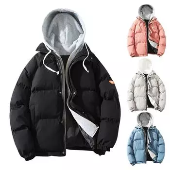 Зимняя новая утолщенная хлопковая куртка из двух частей с капюшоном, повседневное хлопковое пальто-кардиган XXXL бежевый